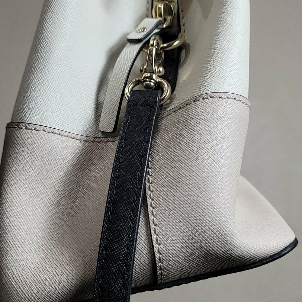 Kate Spade Evangelie Laurel Way Sachel Handbag Purse Beige Ecru Black Crossbody - Picture 6 of 12